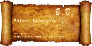 Balsai Demetria névjegykártya